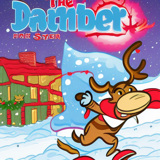 00864-757753667-The face is hideous,Angry Reindeer Comic Style run on the snow, Merry Christmas titles,The reindeer caught fire, Art Baltazar,Ma.png